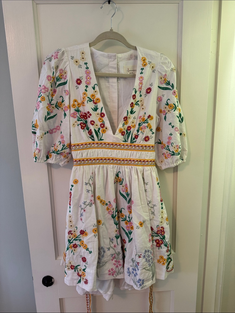 Anthropologie Deep-V Floral Mini Dress